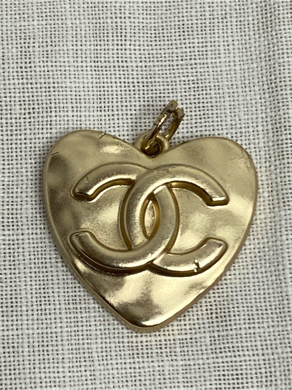 Vintage CHANEL Goldschmied Tone CC Logo Heart Charm Pendant Signed